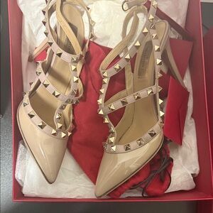 Valentino Nude Patent Leather Rockstud Heels